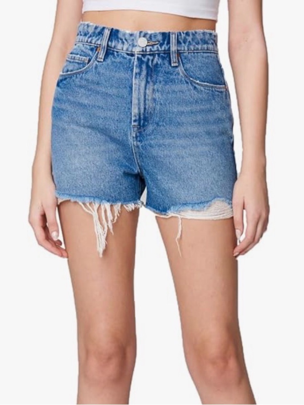 Blank NYC Blue Cruse Control High-Waist Distressed Jean/Denim Shorts Sz 25 NWT